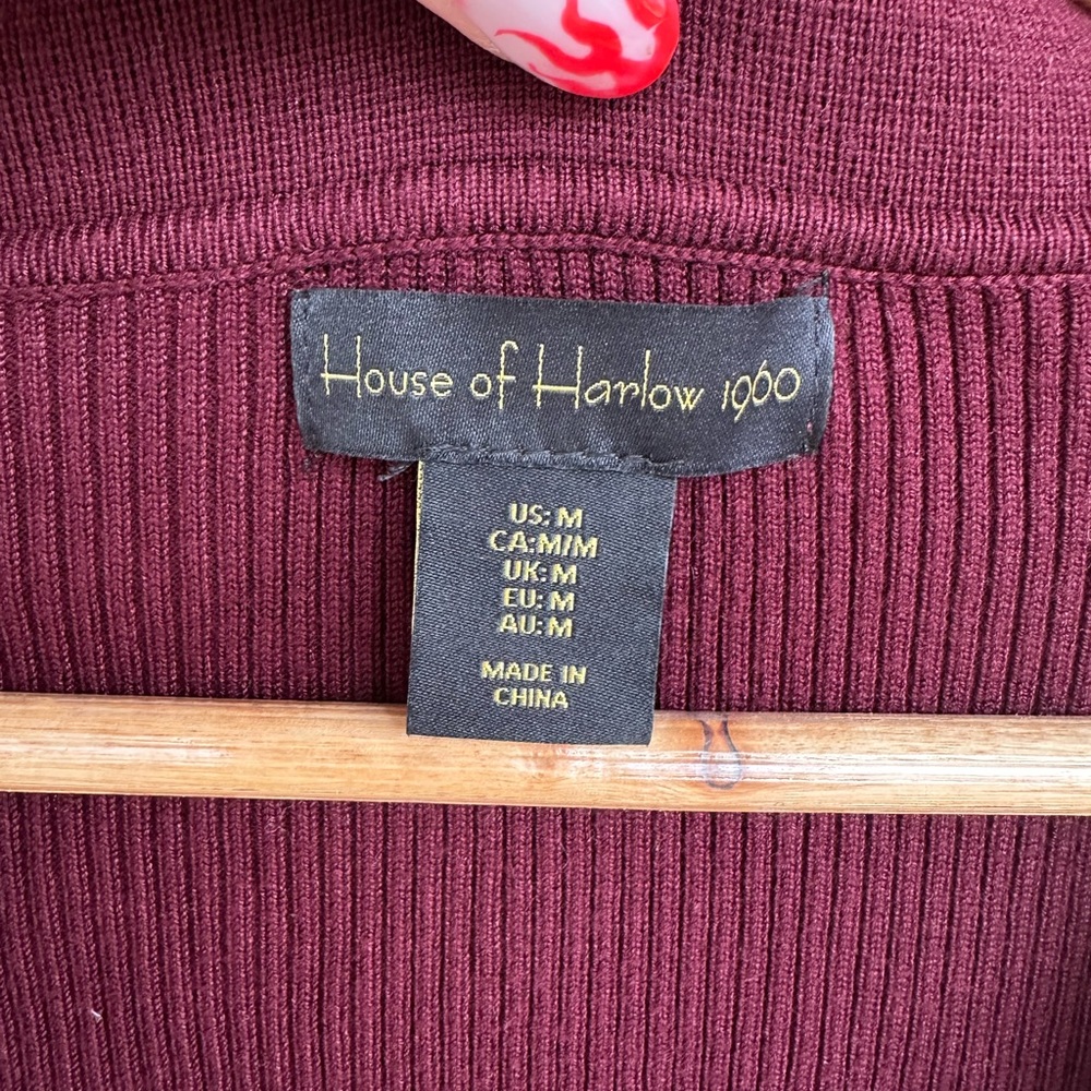House of Harlow 1960 Ribbed Knit Sweater in Burgundy - Picture 2 of 4